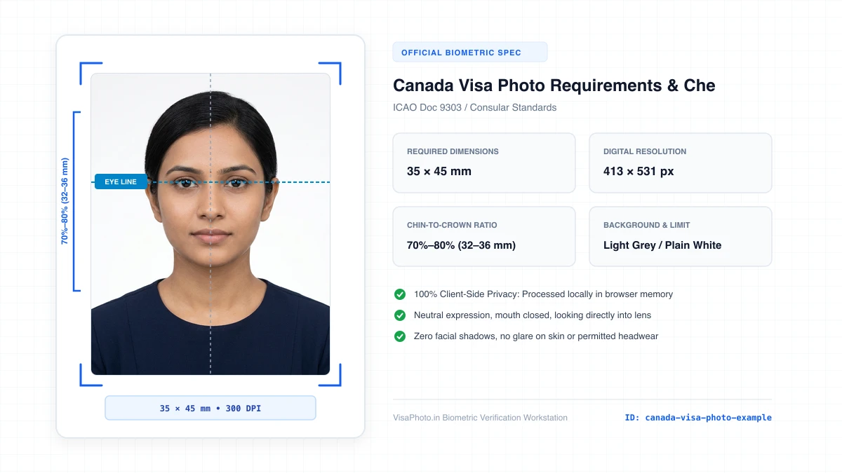 Compliant Canadian visa photo example meeting IRCC biometric framing standards