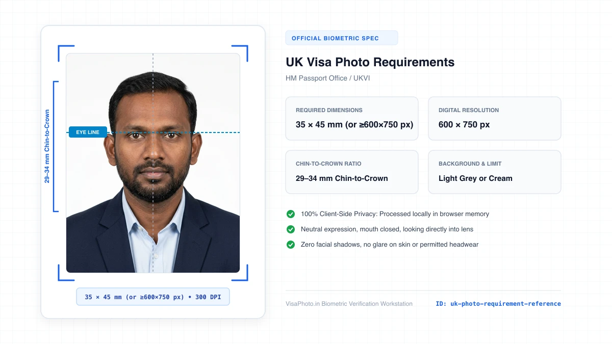 UK visa digital photo requirements reference and specifications